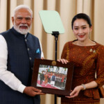 India's Prime Minister Narendra Modi and Thailand's Prime Minister Paetongtarn Shinawatra pose with a photo at the Government House, in Bangkok, Thailand, April 3, 2025. REUTERS/Athit Perawongmetha
