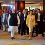 Myanmar's junta leader Min Aung Hlaing, India's Prime Minister Narendra Modi and Thailand's Prime Minister Paetongtarn Shinawatra arrive ahead of the 6th BIMSTEC Summit, in Bangkok, Thailand, April 4, 2025. Thailand Government House/Handout via REUTERS