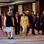 Myanmar's junta leader Min Aung Hlaing, India's Prime Minister Narendra Modi and Thailand's Prime Minister Paetongtarn Shinawatra arrive ahead of the 6th BIMSTEC Summit, in Bangkok, Thailand, April 4, 2025. Thailand Government House/Handout via REUTERS