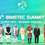 Nepal's Prime Minister K.P. Sharma Oli, India's Prime Minister Narendra Modi, Muhammad Yunus, Chief Adviser of Bangladesh Interim Government, Thailand's Prime Minister Paetongtarn Shinawatra, Bhutan's Prime Minister Dasho Tshering Tobgay, Myanmar's junta leader Min Aung Hlaing and Sri Lanka's Prime Minister Harini Amarasuriya pose during the 6th BIMSTEC Summit, in Bangkok, Thailand, April 4, 2025. Thailand Government House/Handout via REUTERS