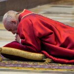 FILE PHOTO: Pope Francis leads the Good Friday Passion of the Lord in St. Peter's Basilica with no public participation due to the outbreak of the coronavirus disease (COVID-19), at the Vatican, April 10, 2020. Andrew Medichini/Pool via REUTERS/File Photo