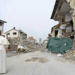 FILE PHOTO: Pope Francis prays in Amatrice, Italy, October 4, 2016. Osservatore Romano/Vatican Media/Handout via Reuters/File Photo ATTENTION EDITORS - THIS IMAGE WAS PROVIDED BY A THIRD PARTY. EDITORIAL USE ONLY.