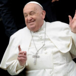 FILE PHOTO: Pope Francis reacts as he attends the weekly general audience in Paul VI hall at the Vatican, February 5, 2025. REUTERS/Remo Casilli/File Photo
