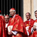 Cardinal Matteo Zuppi attends the funeral Mass of Pope Francis in St. Peter's Square at the Vatican, April 26, 2025. REUTERS/Yara Nardi