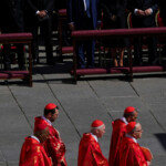 U.S President Donald Trump attends the funeral Mass of Pope Francis in St. Peter's Square at the Vatican, April 26, 2025. REUTERS/Nathan Howard