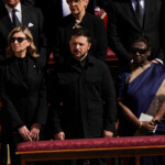 Ukraine's President Volodymyr Zelenskiy and first lady Olena Zelenska attend the funeral Mass of Pope Francis in St. Peter's Square at the Vatican, April 26, 2025. REUTERS/Nathan Howard