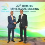 Thailand FM Maris Sangiampongsa welcomes EAM S Jaishankar for the 20th BIMSTEC Ministerial Meeting.