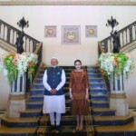 Thailand PM Paetongtarn Shinawatra received PM Narendra Modi at the Government House in Bangkok.