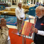 During the community welcome, PM Narendra Modi also saw translations of the thoughts of Mahapurush Srimanta Sankardev, Sri Sri Madhabdev, books on music, Indian stories and parts of the Gita Govinda in Pali.