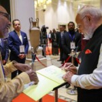 During the community welcome, PM Narendra Modi also saw translations of the thoughts of Mahapurush Srimanta Sankardev, Sri Sri Madhabdev, books on music, Indian stories and parts of the Gita Govinda in Pali.