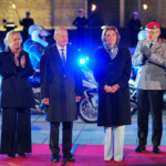 Outgoing German Chancellor Olaf Scholz and his wife Britta Ernst, acting German Defence Minister Boris Pistorius and his wife Julia, Inspector General of the Bundeswehr Carsten Breuer with his wife attend a military Grand Tattoo ("Grosser Zapfenstreich") of the German armed forces Bundeswehr at the Defence Ministry in Berlin, Germany May 5, 2025. Michael Kappeler/Pool via REUTERS