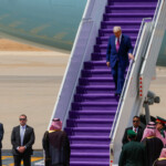 U.S. President Donald Trump arrives at King Khalid International Airport in Riyadh, Saudi Arabia, May 13, 2025. REUTERS/Brian Snyder
