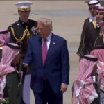 U.S. President Donald Trump is welcomed by Saudi Crown Prince Mohammed Bin Salman at King Khalid International Airport in Riyadh, Saudi Arabia, May 13, 2025, in this screen grab obtained from a handout video. Saudi TV/Handout via REUTERS THIS IMAGE HAS BEEN SUPPLIED BY A THIRD PARTY