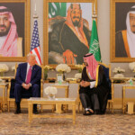 U.S. President Donald Trump and Saudi Crown Prince Mohammed Bin Salman meet in Riyadh, Saudi Arabia, May 13, 2025. REUTERS/Brian Snyder
