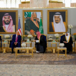 U.S. President Donald Trump and Saudi Crown Prince Mohammed Bin Salman meet in Riyadh, Saudi Arabia, May 13, 2025. REUTERS/Brian Snyder