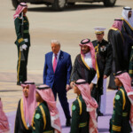 U.S. President Donald Trump is welcomed by Saudi Crown Prince Mohammed Bin Salman in Riyadh, Saudi Arabia, May 13, 2025. REUTERS/Brian Snyder