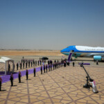 U.S. President Donald Trump is welcomed in Riyadh, Saudi Arabia, May 13, 2025. REUTERS/Brian Snyder