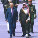 U.S. President Donald Trump is welcomed by Saudi Crown Prince Mohammed Bin Salman at King Khalid International Airport in Riyadh, Saudi Arabia, May 13, 2025, in this screen grab obtained from a handout video. Saudi TV /Handout via REUTERS THIS IMAGE HAS BEEN SUPPLIED BY A THIRD PARTY