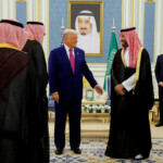 U.S. President Donald Trump is welcomed by Saudi Crown Prince Mohammed Bin Salman in Riyadh, Saudi Arabia, May 13, 2025. REUTERS/Brian Snyder
