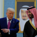 U.S. President Donald Trump and Saudi Crown Prince Mohammed Bin Salman speak as they meet in Riyadh, Saudi Arabia, May 13, 2025. REUTERS/Brian Snyder donald trump