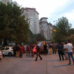 People gather in the street in the aftermath of Israeli strikes, in Tehran, Iran, June 13, 2025. Majid Asgaripour/WANA (West Asia News Agency) via REUTERS