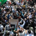 People attend an anti-Israeli protest following the Israeli strikes on Iran, in Tehran, Iran, June 13, 2025. Majid Asgaripour/WANA (West Asia News Agency) via REUTERS