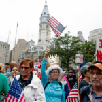 People participate in the "No Kings" protest in Philadelphia, Pennsylvania, U.S., June 14, 2025. REUTERS/Rachel Wisniewski