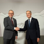 Canadian Prime Minister Mark Carney meets with Australian Prime Minister Anthony Albanese a day before world leaders meet in Kananaskis for the G7 leaders' summit, in Calgary, Alberta, Canada June 15, 2025. REUTERS/Todd Korol