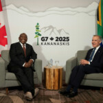 Canadian Prime Minister Mark Carney meets with the President of South Africa Cyril Ramaphosa a day before world leaders meet in Kananaskis for the G7 leaders' summit, in Calgary, Alberta, Canada June 15, 2025. REUTERS/Todd Korol