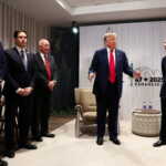 U.S. Treasury Secretary Scott Bessent, Secretary of State Marco Rubio and U.S. Ambassador to Canada Pete Hoekstra attend a meeting between U.S. President Donald Trump and Canadian Prime Minister Mark Carney, at the G7 summit in Kananaskis, Alberta, Canada, June 16, 2025. REUTERS/Kevin Lamarque