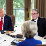 U.S. President Donald Trump and British Prime Minister Sir Keir Starmer attend a meeting with G7 leaders and guests, at the G7 summit in Kananaskis, Alberta, Canada, June 16, 2025. REUTERS/Kevin Lamarque