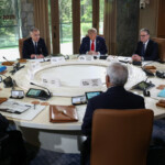 G7 leaders and guests attend a meeting, at the G7 summit in Kananaskis, Alberta, Canada, June 16, 2025. REUTERS/Kevin Lamarque