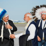 India's Prime Minister Narendra Modi is greeted by members of the Canadian Indigenous community, as he arrives for the G7 Leaders' Summit held at the Rocky Mountain resort village of Kananaskis, at Calgary International Airport in Calgary, Alberta, Canada, June 16, 2025. REUTERS/Todd Korol/Pool