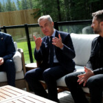 Canadian Prime Minister Mark Carney, Ukrainian President Volodymyr Zelenskiy and U.S. Treasury Secretary Scott Bessent, attend a meeting during the G7 Leaders' Summit in Kananaskis, in Alberta, Canada, June 17, 2025. REUTERS/Suzanne Plunkett/Pool