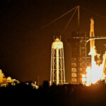 A Falcon 9 rocket carrying the Axiom-4 crew of four astronauts lifts off from Kennedy Space Center Launch Complex 39A on a mission to the International Space Station, in Cape Canaveral, Florida, U.S., June 25, 2025. REUTERS/Steve Nesius