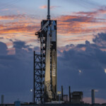 Falcon 9 and Dragon vertical at pad 39A in Florida, 8 June (Courtesy: @SpaceX via X)