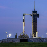 Falcon 9 and Dragon vertical at pad 39A in Florida, 8 June (Courtesy: @SpaceX via X)