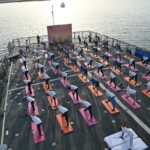 INS Mormugao and INS Tabar visiting Muscat port when they also celebrated today 11th IDY 2025 In Oman.