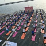 INS Mormugao and INS Tabar visiting Muscat port when they also celebrated today 11th IDY 2025 In Oman.