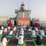 INS Mormugao and INS Tabar visiting Muscat port when they also celebrated today 11th IDY 2025 In Oman.