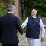 Indian Prime Minister Narendra Modi arrives to meet Britain's Prime Minister Keir Starmer at Chequers near Aylesbury, England, Thursday, July 24, 2025. Kin Cheung/Pool via REUTERS