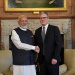 Britain's Prime Minister Keir Starmer welcomes Indian Prime Minister Narendra Modi at Chequers near Aylesbury, England, Thursday, July 24, 2025. Kin Cheung/Pool via REUTERS