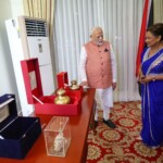 At the dinner hosted by Prime Minister Kamla Persad-Bissessar, PM Narendra Modi presented a replica of the Ram Mandir in Ayodhya and holy water from the Saryu river as well as from the Mahakumbh held in Prayagraj