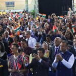 PM Narendra Modi joined the community programme in Port of Spain along with PM Kamla Persad-Bissessar