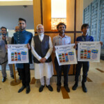 PM Modi met Shankar Ramjattan, Nicholas Maraj and Vince Mahato, who are winners of the Bharat Ko Janiye (Know India) Quiz in Trinidad & Tobago