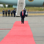 U.S. President Donald Trump arrives at Joint Base Elmendorf-Richardson, to meet with Russian President Vladimir Putin to negotiate for an end to the war in Ukraine, in Anchorage, Alaska, U.S., August 15, 2025. REUTERS/Kevin Lamarque