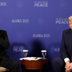 U.S. President Donald Trump meets Russian President Vladimir Putin in Anchorage, Alaska, U.S., August 15, 2025. REUTERS/Kevin Lamarque