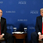 Russian President Vladimir Putin and U.S. President Donald Trump attend a meeting at Joint Base Elmendorf-Richardson in Anchorage, Alaska, U.S., August 15, 2025. Sputnik/Sergey Bobylev/Pool via REUTERS