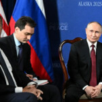 Russian President Vladimir Putin and Foreign Minister Sergei Lavrov attend a meeting with U.S. President Donald Trump at Joint Base Elmendorf-Richardson in Anchorage, Alaska, U.S., August 15, 2025. Sputnik/Sergey Bobylev/Pool via REUTERS