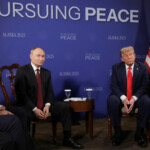 Russian President Vladimir Putin and U.S. President Donald Trump attend a meeting at Joint Base Elmendorf-Richardson in Anchorage, Alaska, U.S., August 15, 2025. Sputnik/Gavriil Grigorov/Pool via REUTERS